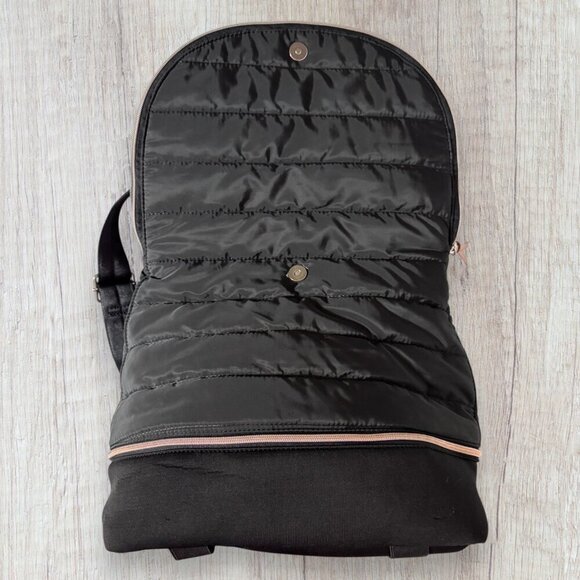 Stella & Dot Black Quilted Backpack Zip Tote Travel Bag Crush It Repeat Lining main image 6